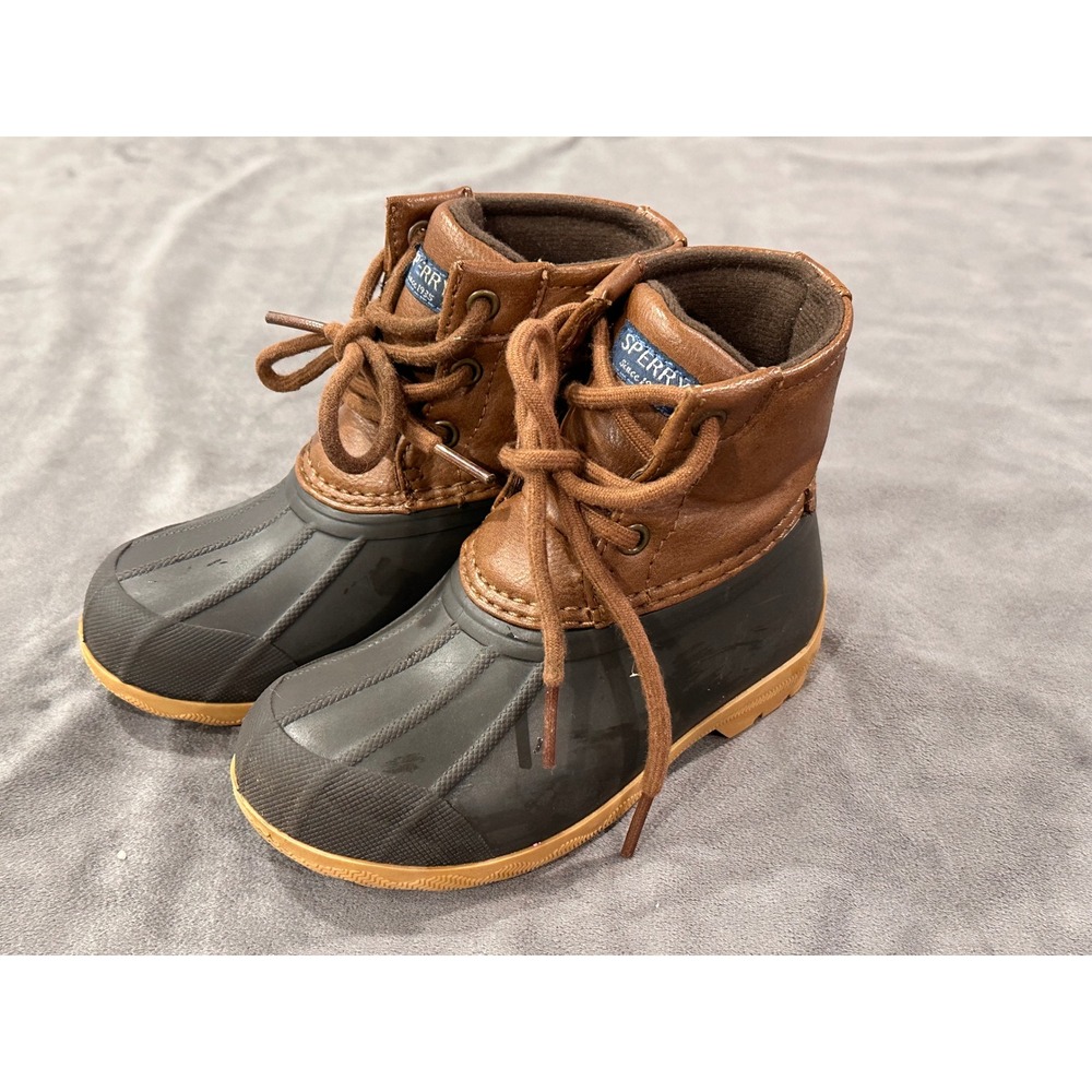 Sperry Kids Port Boot Brown Grey Duck Boots  Size 8M